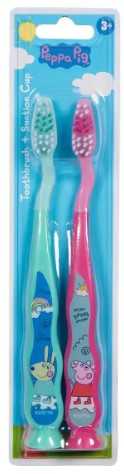Peppa Pig Toothbrush + Suction Cap Light Blue / Pink 2 pcs