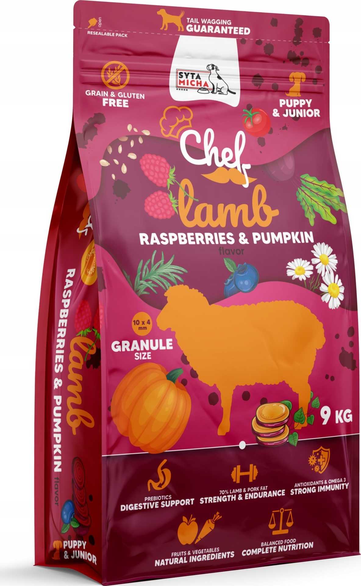 SYTA MICHA Chef Puppy Lamb, raspberries and pumpkin - dry dog food - 9 Chef Puppy Lamb, raspberries and pumpkin - dry dog food - 9