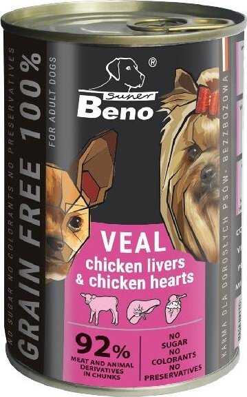 CERTECH SUPER BENO Veal with chicken livers and hearts - wet dog food - 415g
