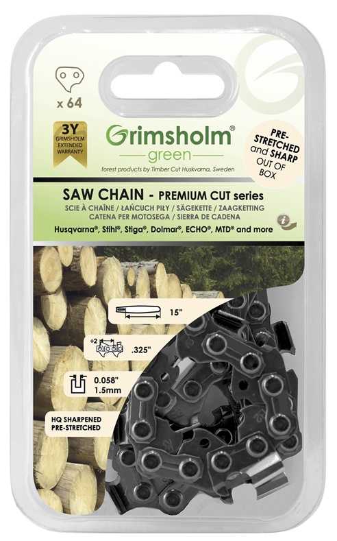 GRIMSHOLM SAW CHAIN PREMIUM 64 DL .325, .058/1.5MM
