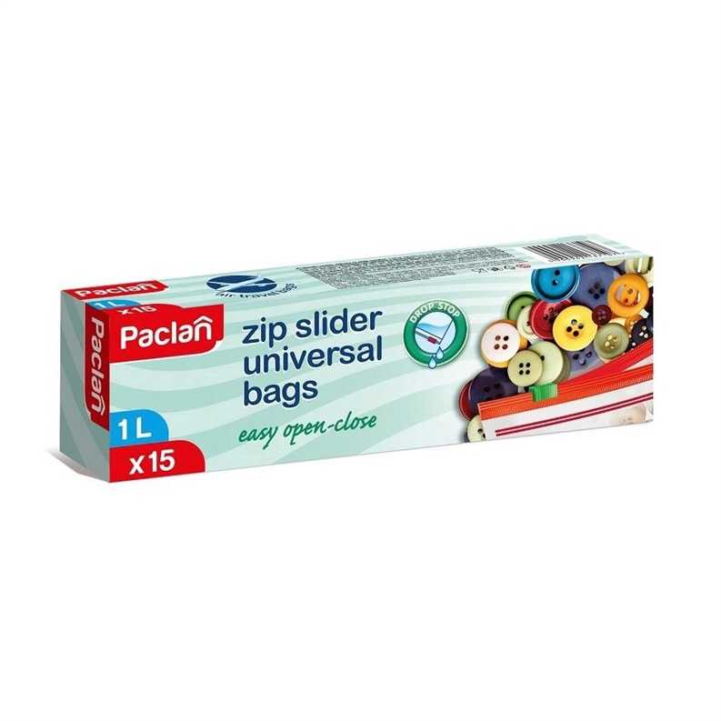 PACLAN ZIP SLIDER FREEZER BAGS 1L x 15 pieces 137106