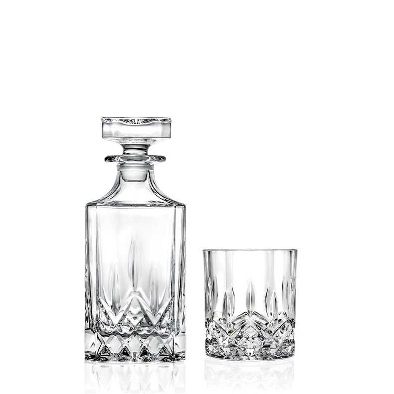 RCR WHISKEY GLASSES AND DECANTER SET, 6 PIECES
