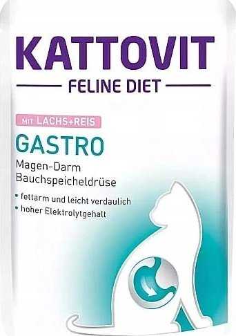 Kattovit Feline Diet Gastro Salmon with Rice – Wet Cat Food – 85g
