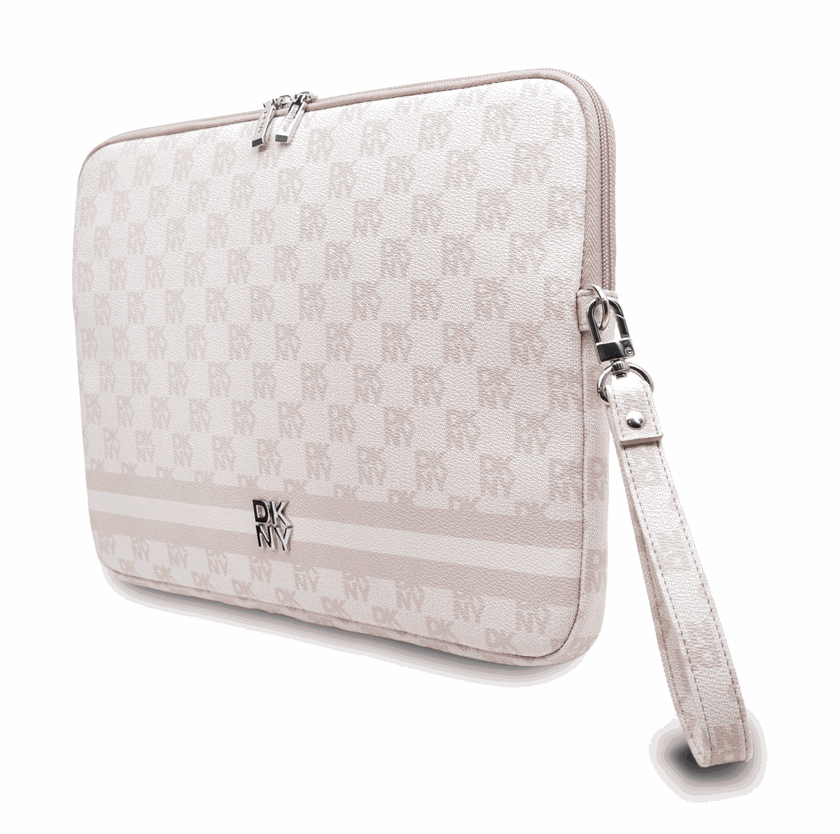 DKNY Checkered Pattern and Stripe Laptop Sleeve 13|14" Pink