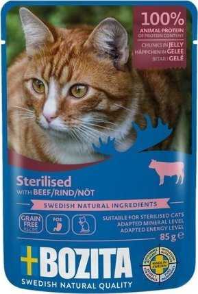BOZITA sterilized beef pieces in jelly – wet cat food – 85g