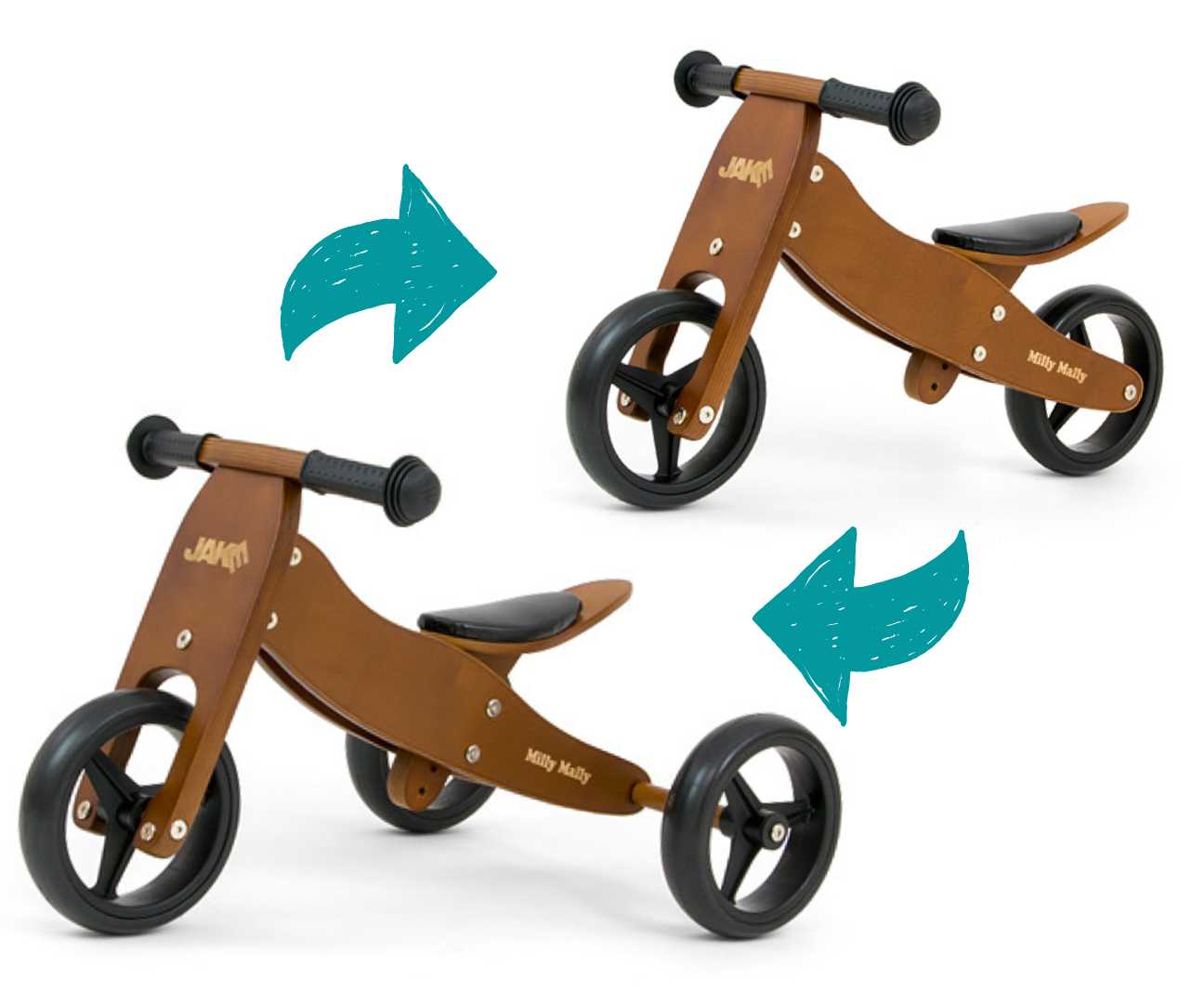 Milly Mally Jake Ride-On 2-in-1, Dark Natural