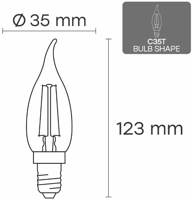 Visional LED E14 C35T, 4W, 520lm, 3000K