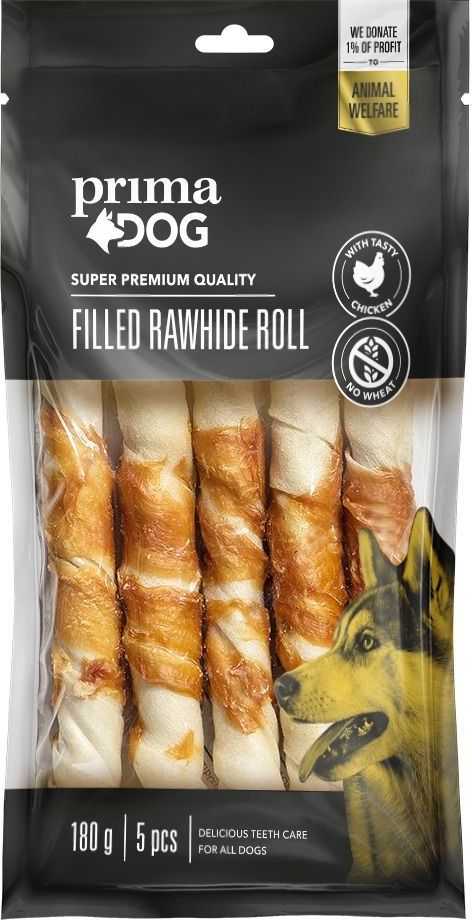 PRIMA Five 180g filled raw hide roll chicken