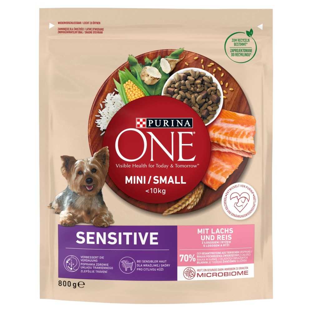 Purina One small bag of sensitive salmon and rice dry dog food - 800 g