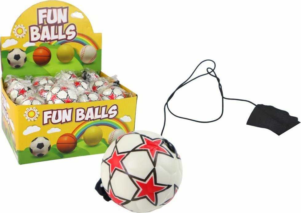 LEAN Toys PU Football with a Jojo Elastic Band for Bouncing, 6 cm, White Stars