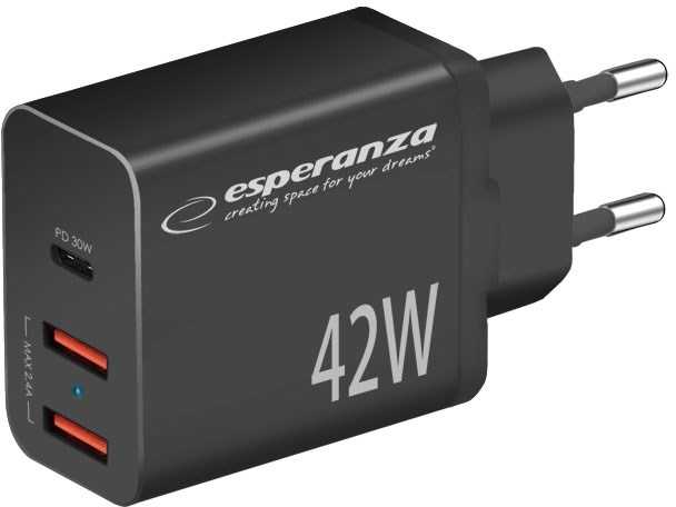Esperanza EZC106K 42W USB-C + 2xUSB-A Black