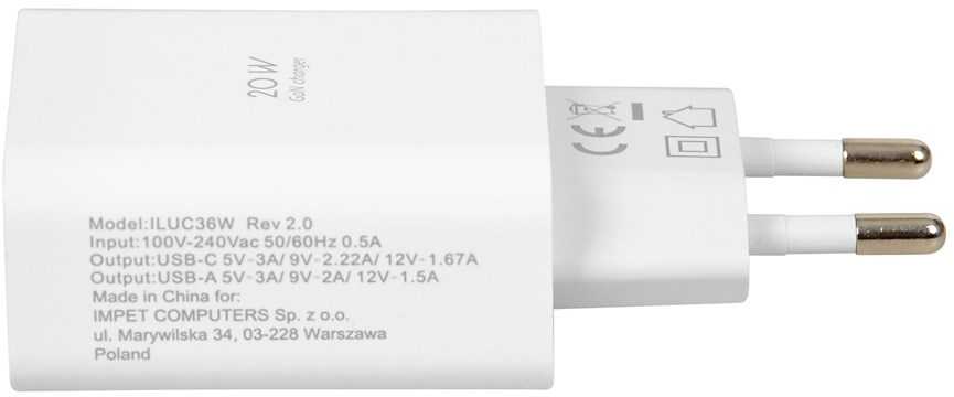 iBOX C-36 USB-C cable / USB-A+USB-C White