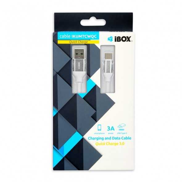 iBOX USB-A to USB-C cable, 1.5m, 3A, QC 3.0, white