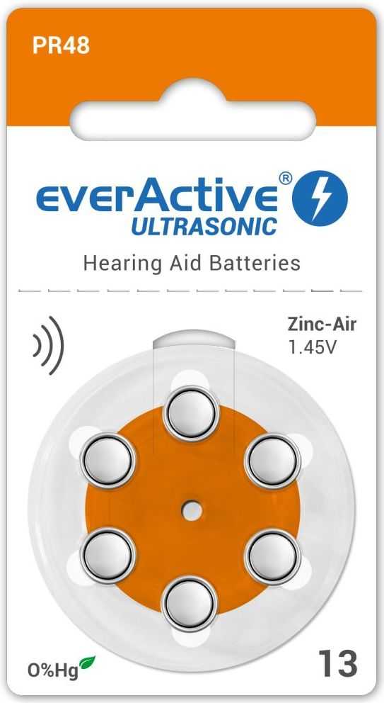 Everactive Ultrasonic hearing aid batteries 6 pack