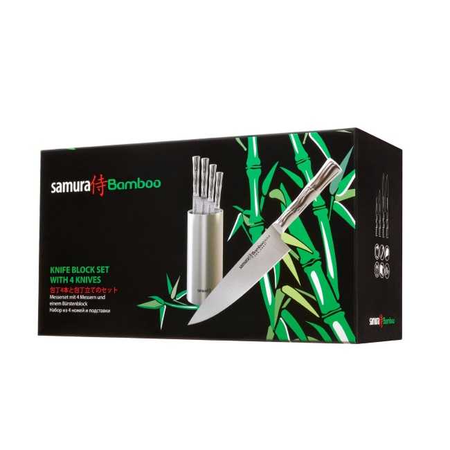 Samura BAMBOO Universal 4-Piece Knife Set + Knife Holder
