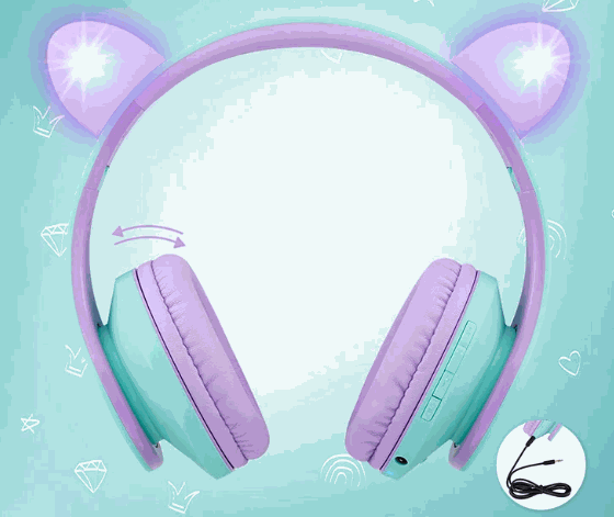 PowerLocus P2 Cat Ears for Kids, Blue