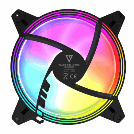 MODECOM Volcano Apex 140mm Case Fan, Reverse, Black, FAN-APEX-140R-ARGB-100