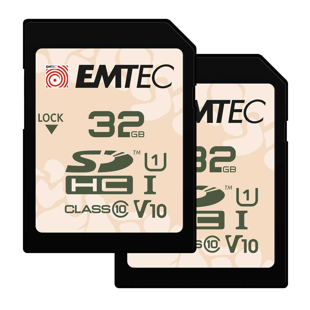 Emtec 32GB SD card, UHS-I U1 V10, outdoor, 2 pack