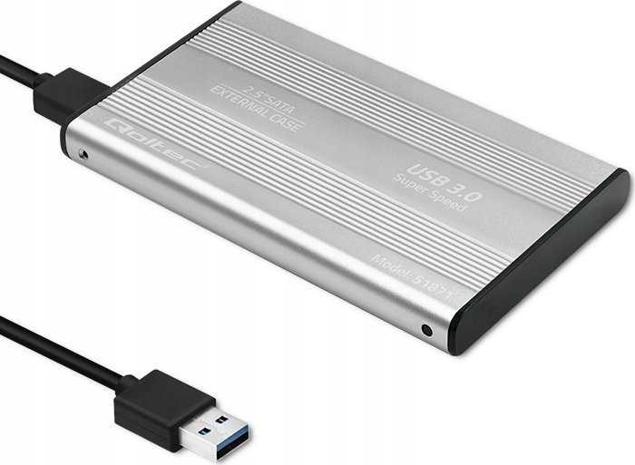 Qoltec Aluminium External Hard Drive Case 2.5'' SATA USB 3.0 Silver 51871