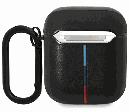 BMW Black leather curved line case for AirPods 1/2
