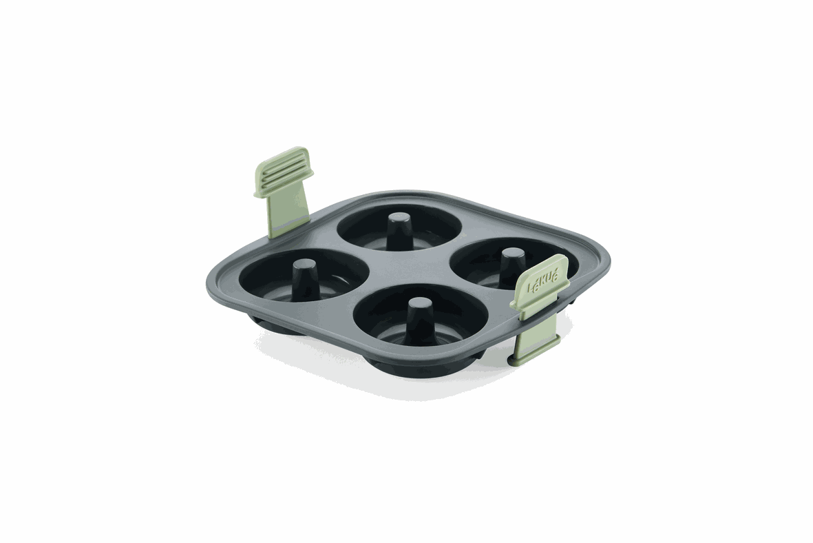 Lékué Air Fryer Doughnut Mold, 4-hole – Grey