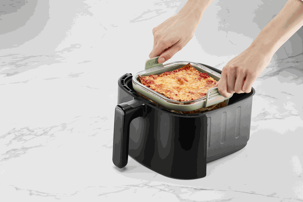 Lékué Square glass air fryer dish - transparent