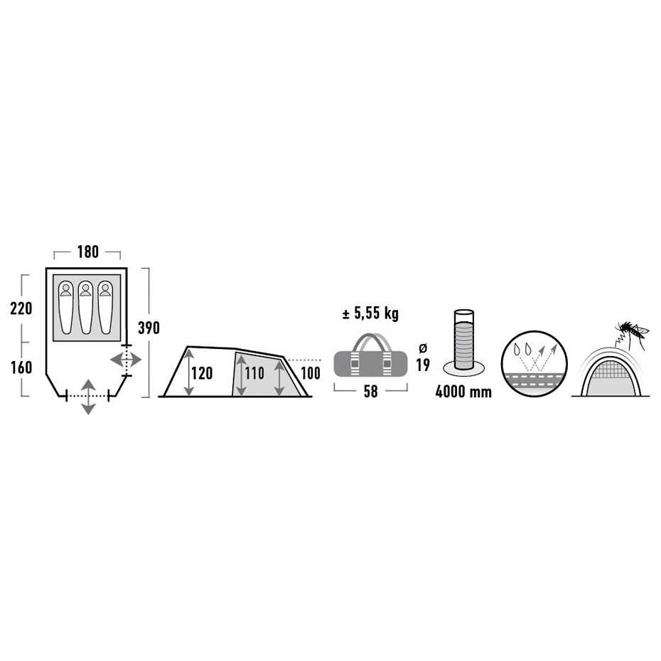 High Peak Tunnel Tent Atmos 3P