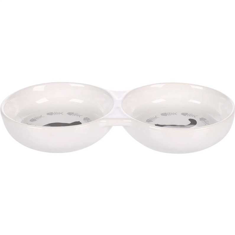 FLAMINGO FLMG Barošanas Bowl for Cats Betsy Ceramic Double White 23x11.5x3.5