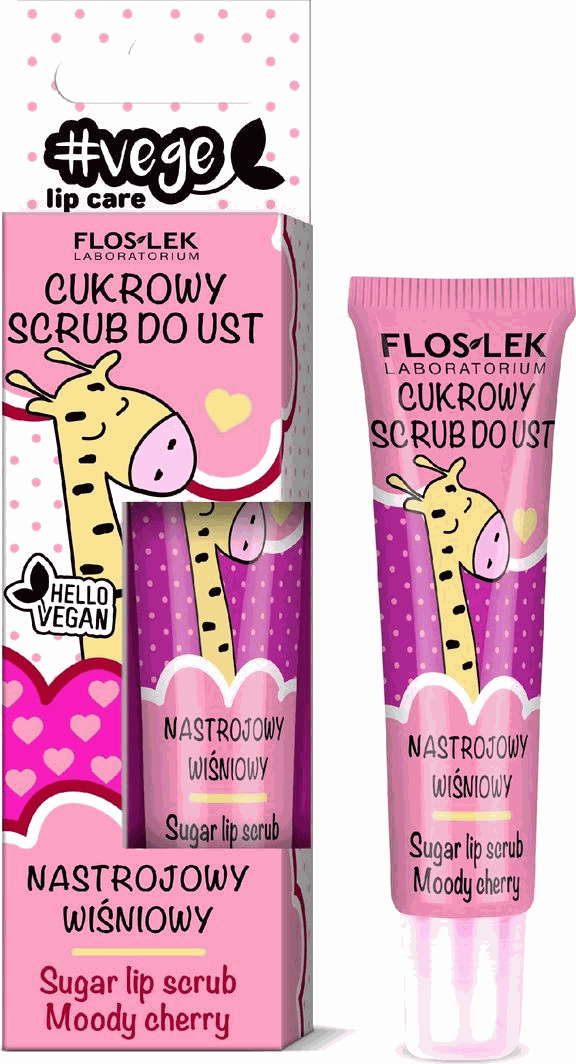 FLOSLEK Lip Care Veggie Sugar Scrub for Lips, Moody Cherry