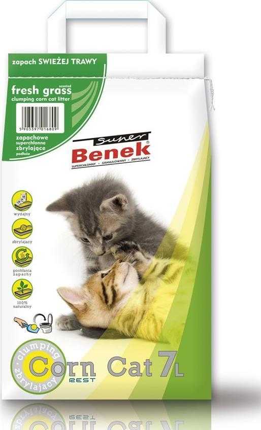 Super Benek Certech Corn Cat Fresh Grass - Clumping Cat Litter, 7 kg