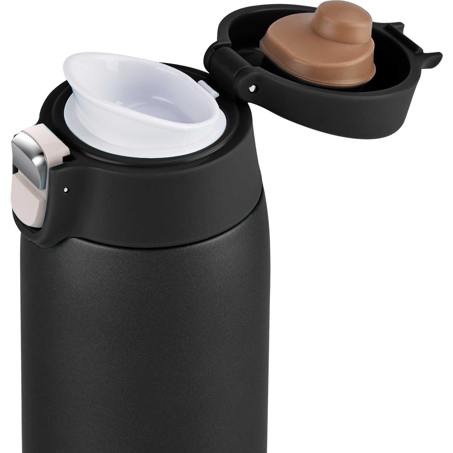 EMSA TRAVEL MUG light thermal mug (black (matte), 0.4 liters, flip-lid)