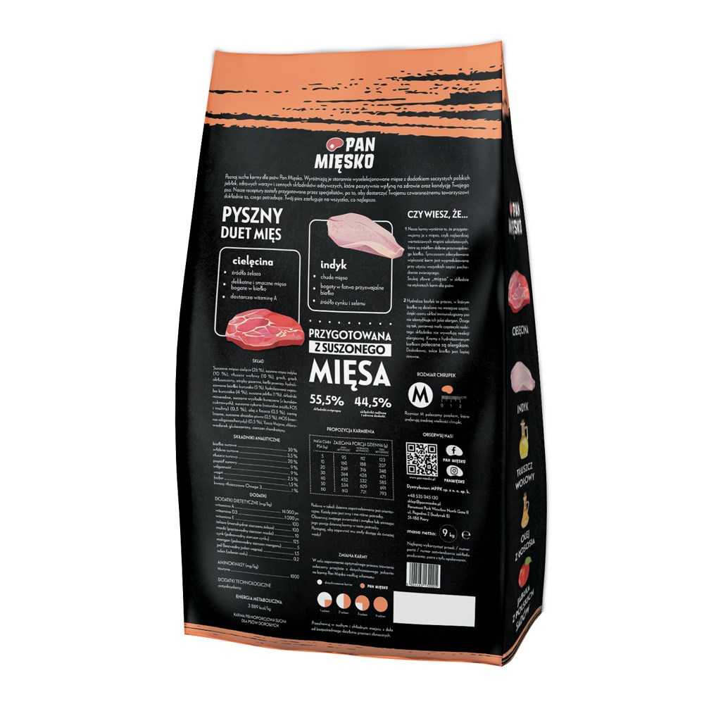 PAN MIĘSKO Pan Mięsko Dry Food for Dogs, Veal with Turkey (Adult) Crunchy Bites
