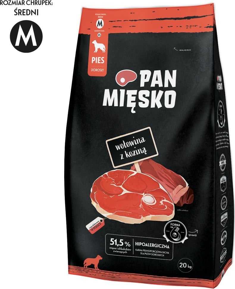 PAN MIĘSKO Pan Mięsko Karma dry food for dogs, beef with goat cheese (adult), crunchy bites M 2