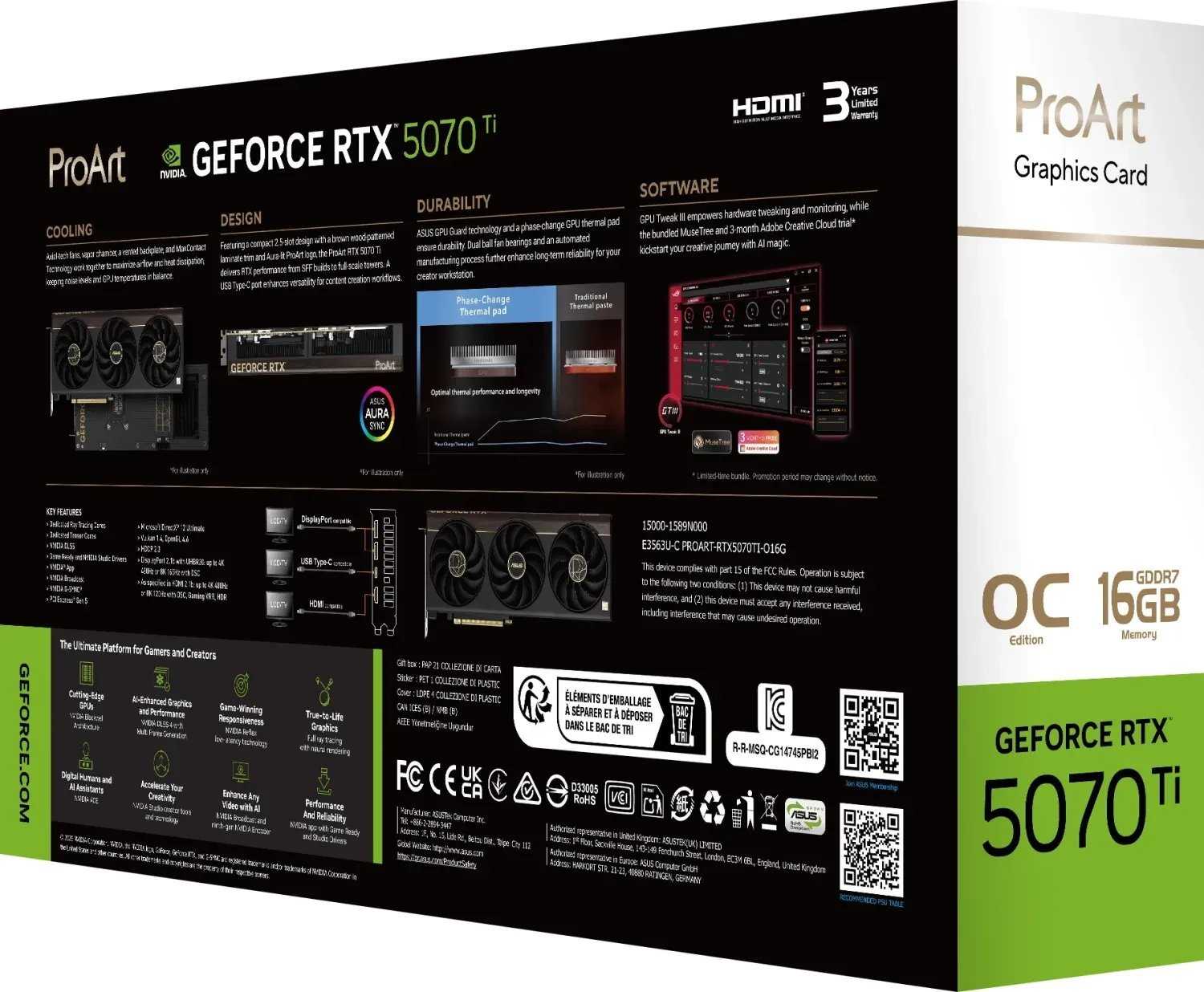 ASUS GeForce RTX 5070 Ti ProArt OC 16GB GDDR7 256-bit