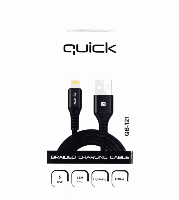 Quick Cable QB-122 USB Lightning 1.5m Black