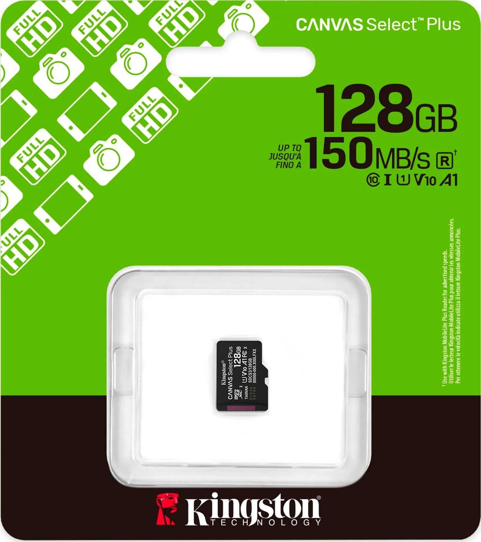 KINGSTON 128GB Canvas Select Plus microSDXC Class 10 UHS-I SD Card