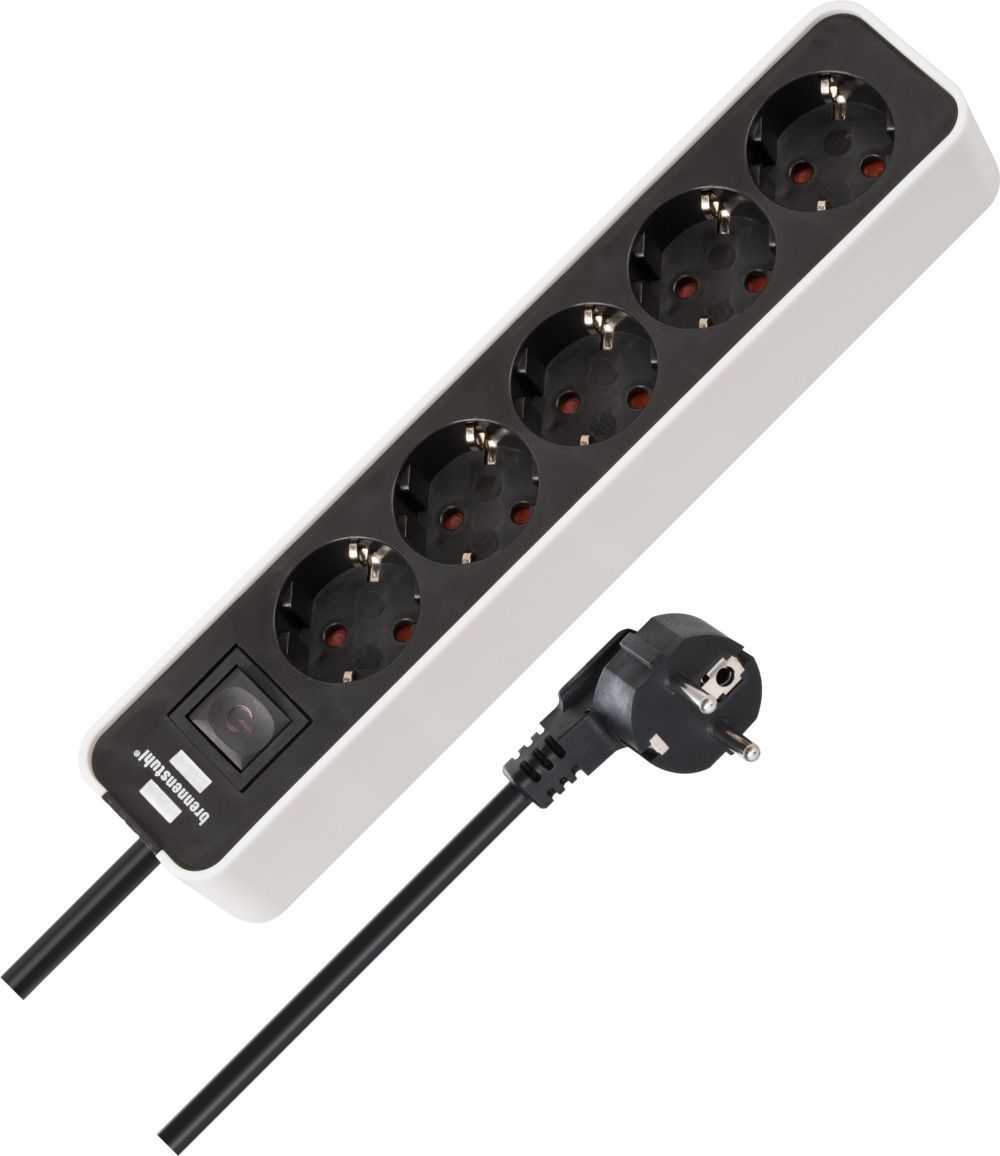 Brennenstuhl Socket outlet, Ecolor 5-x white/black