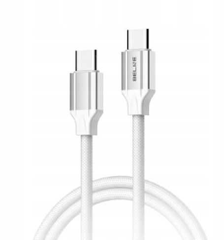Beline 65W USB-C to USB-C Cable, 1m, White
