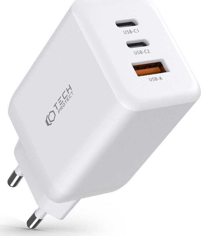 Tech-Protect 65W Multi-Port Network Charger, White