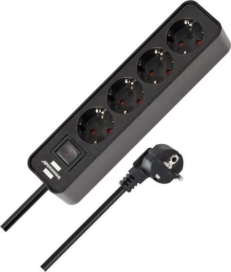 Brennenstuhl 4-way power strip, 1.5m, black