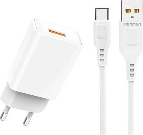 DENMEN DC01 2.4A + USB-C Cable White