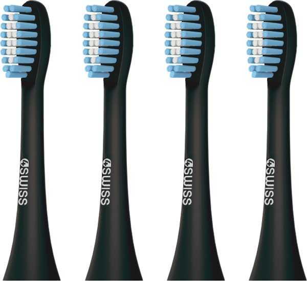 4SWISS Brush Head Sensitive Clean Black 4pcs