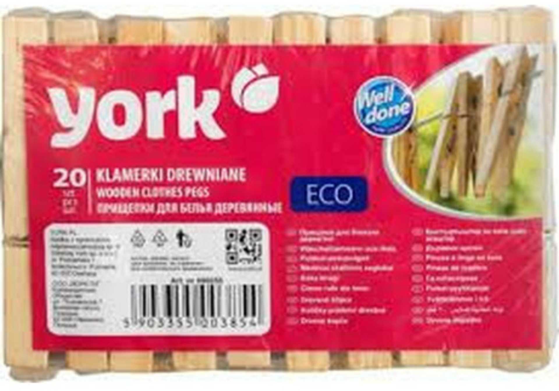 York 5003854 Eco Clothes Pegs 20pcs