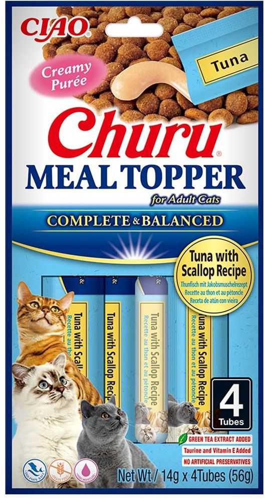 INABA Churu Meal Topper Tuna with Scallop, 4 x 14g