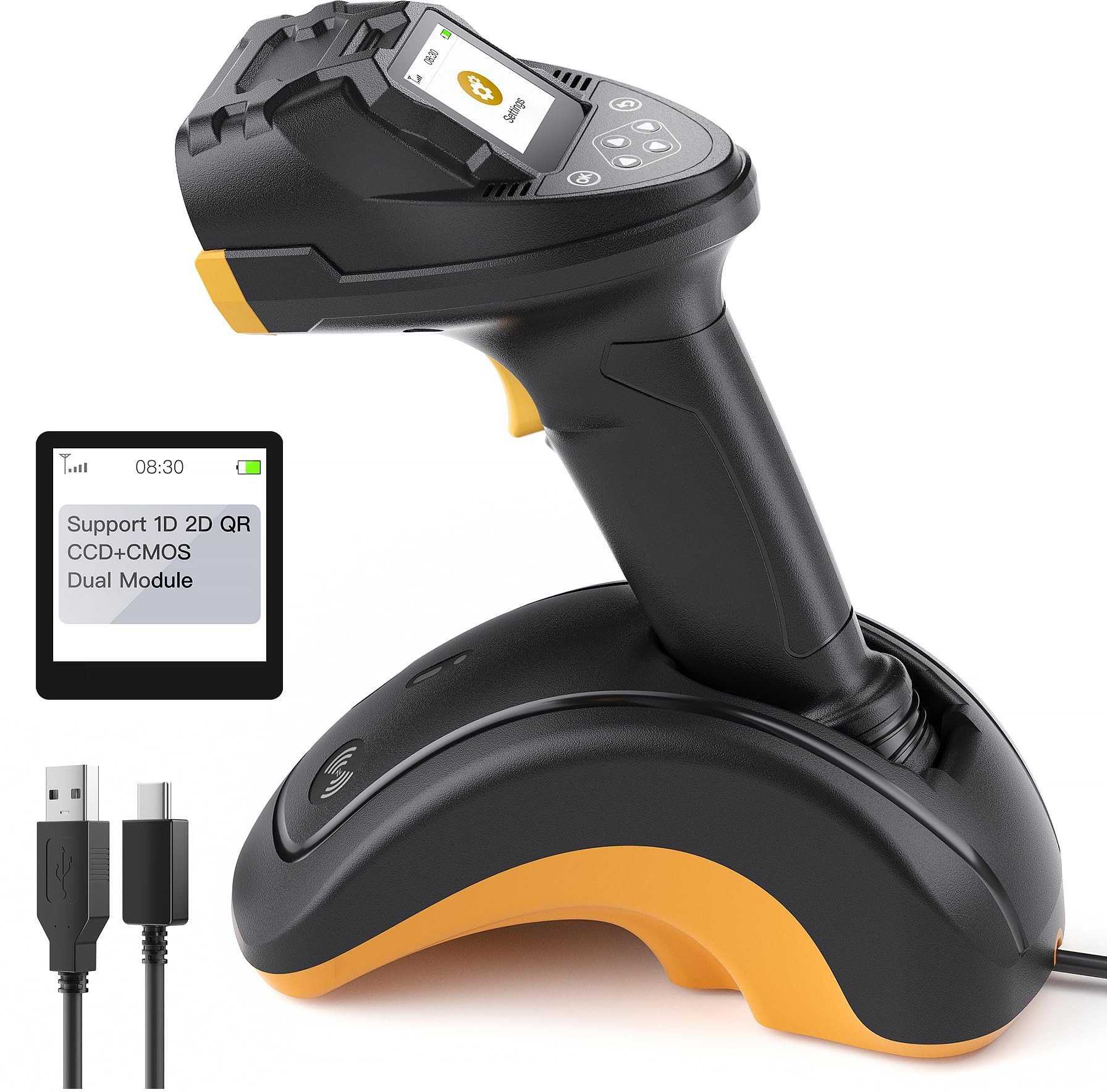 inateck _8134225 Barcodescanner Pro8 Black with data transfer station