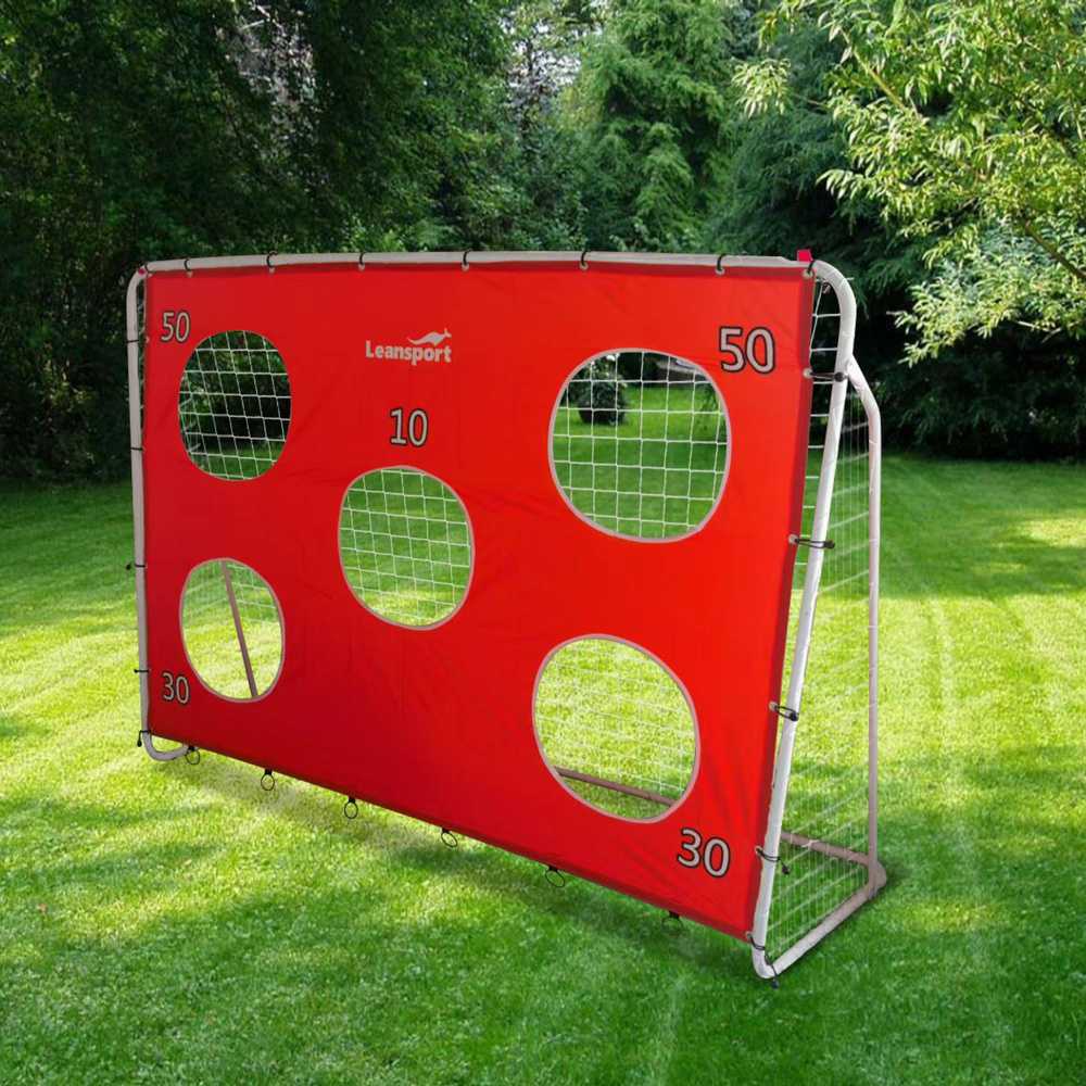 LEAN Toys Soccer Training Goal with Target Mat Red 213x152x75cm