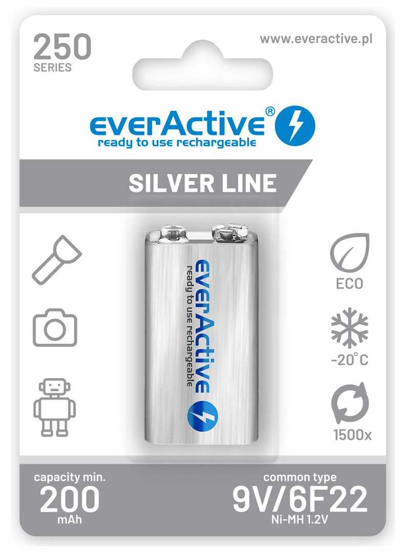 Everactive 6F22 9V 250 mAh Silver Line