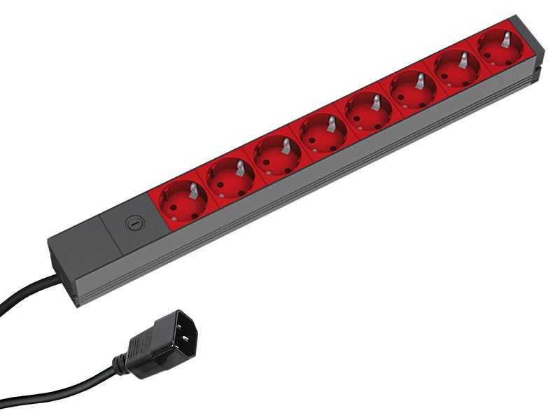 Bachmann 19" power strip, 8 sockets, fused, 1U