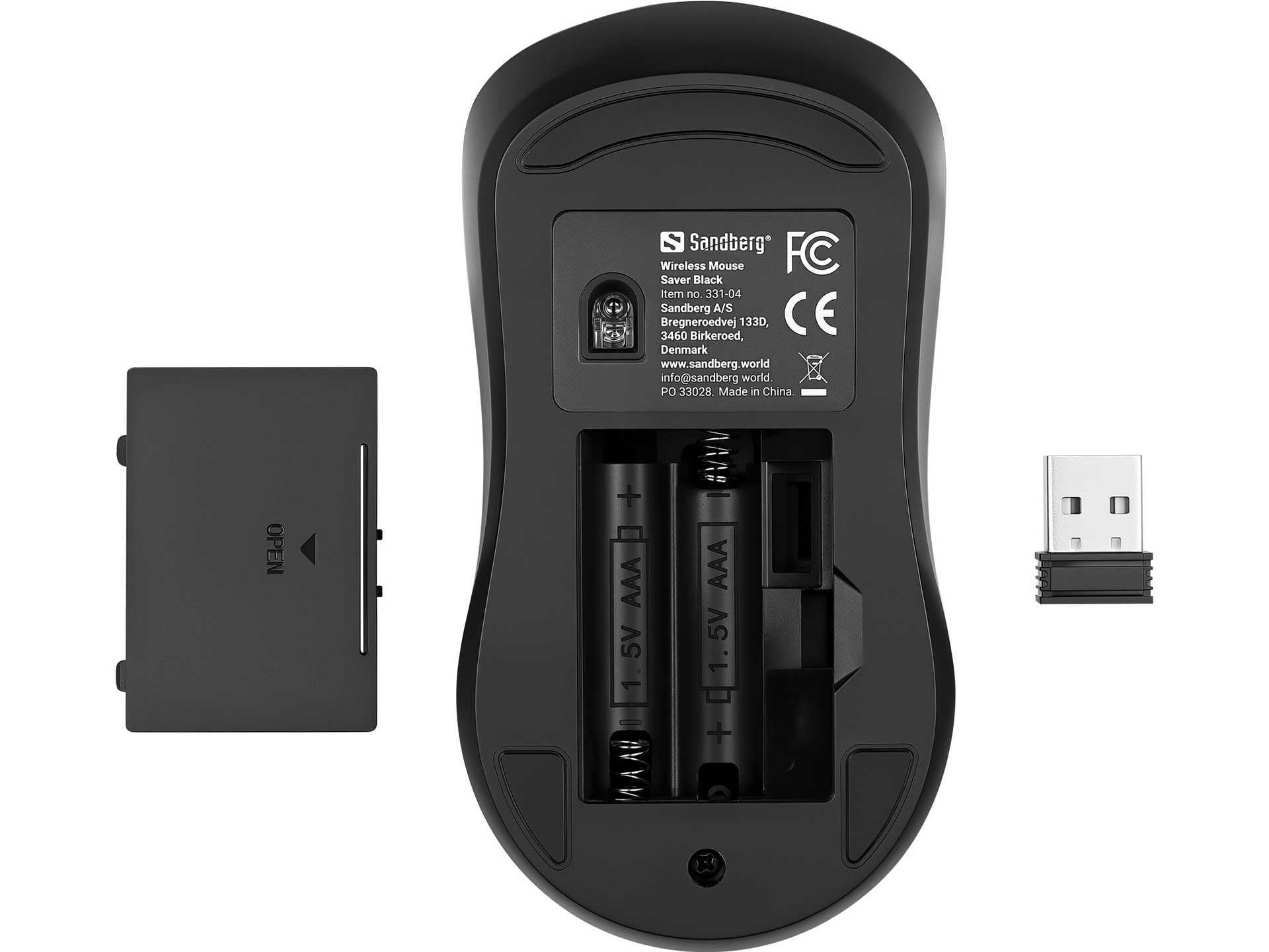 Sandberg 331-04 Wireless Mouse Saver Black, Left+Right, USB-A