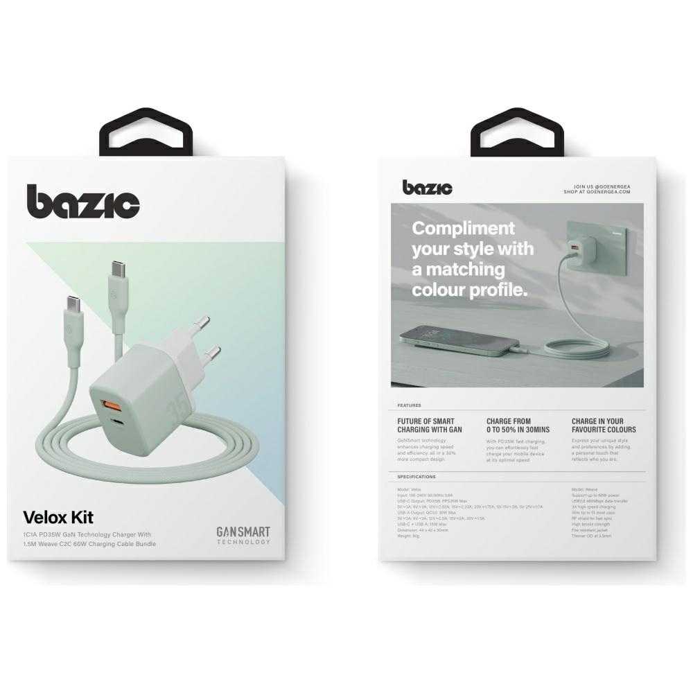 Energea Bazic GoPort Velox Kit USB-C/USB-A GaN 35W Green